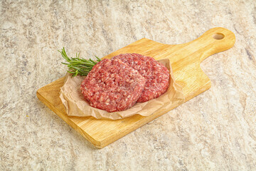 Raw beef burger cutlet for grill