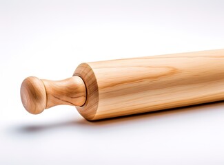A wooden grinder for bread making in the photo on a white background. generative AI