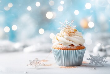 carrot cupcakes with winter and christmas decoration