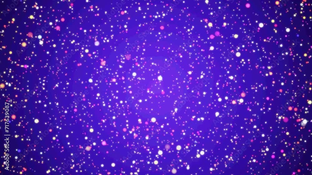 Poster 4k motion loop purple background of moving interstellar particles radially.