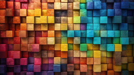 Colorful Wooden Blocks In The Style Of Mesmerizing Colorscapes Wallpaper - Generative AI