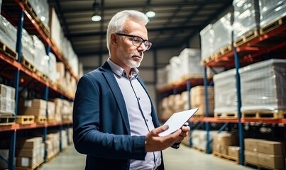 Man Holding Paper in Warehouse