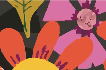 Watercolors and various flowers, chrysanthemums, and mushrooms are beautiful