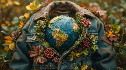 Eco-Fashion: A Sustainable Denim Jacket with a Planetary Twist Generative AI