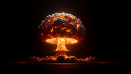 Armageddon Scenario: A Sinister Nuclear Mushroom Cloud Rising.
Generative AI. - obrazy, fototapety, plakaty