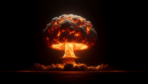 Armageddon Scenario: A Sinister Nuclear Mushroom Cloud Rising.
Generative AI.