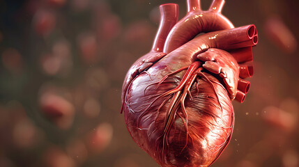human heart amidst cellular environment, medical background illustration