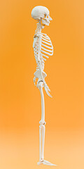 skeleton isolated on orange background