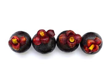 Fresh mangosteen fruit on white background.