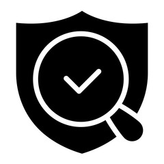 Safety checking icon. Magnifying glass with protection shield