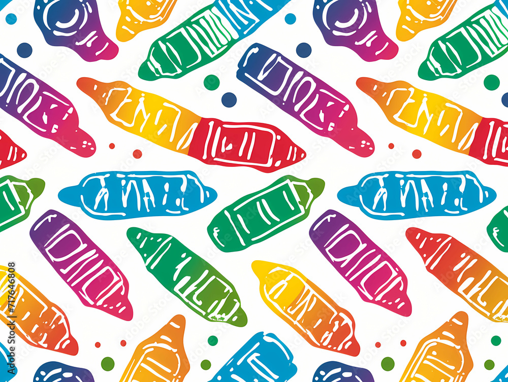 Poster simple and relaxing full of childrens fun, a pattern of colorful objects