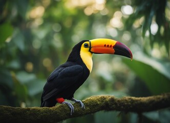 Naklejka premium Portrait of Toucan bird. Costa Rica wild Tucan 