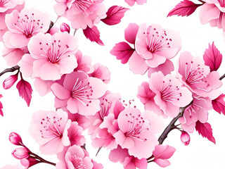 seamless background with pink flowers generative ai