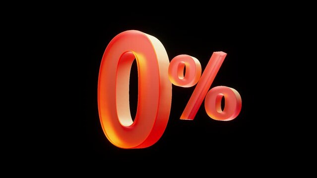 animation of numbers with percentages, the number 0 percent