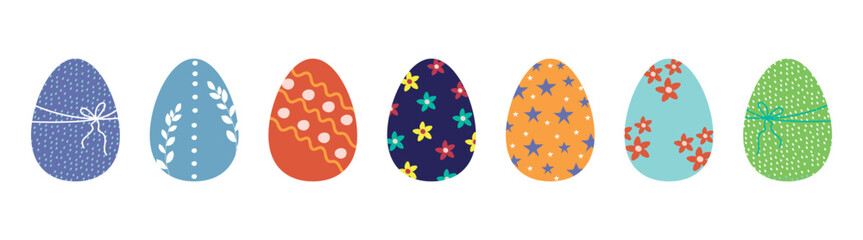 Set of hand-drawn Easter eggs.Colorful Easter eggs.