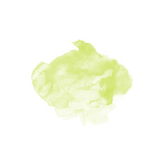 Abstract green watercolor water splash on a white background. Vector watercolour texture in salad color. Ink paint brush stain. Green splatter spot. Watercolor pastel splash