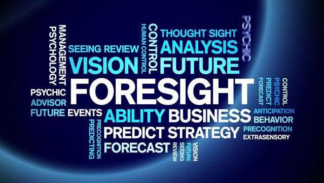 Foresight animated tag word cloud;text design animation kinetic typography seamless loop.