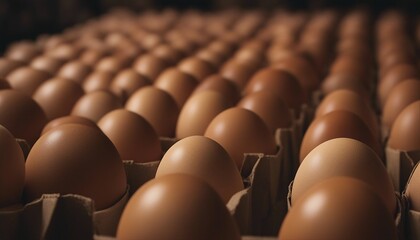 freshly collected organic eggs in cardboard boxes - obrazy, fototapety, plakaty