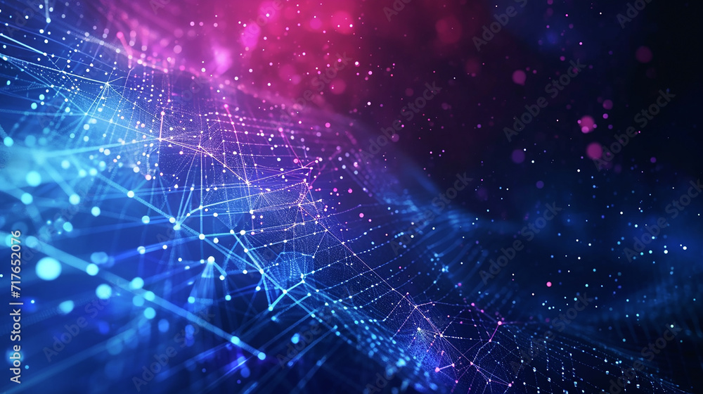 Poster abstract rendering of digital board with electronic circuits in multispectral light shades, illustra