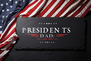 Presidents Day Banner design. Premium Holiday Background with US Flag on Black Slate designs. - obrazy, fototapety, plakaty