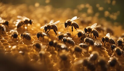 honey hive and swarm of bees on the farm
