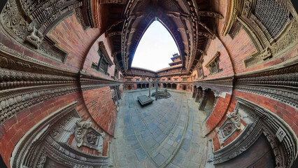 360 panorama view of Sundari Chowk in Patan Durbar Square, Nepal - 717652698