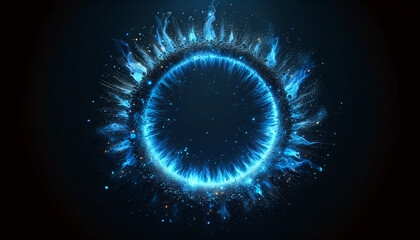 Blue Particle design on black background. Overlay on background
