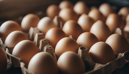 organic eggs boxed at the egg farm
