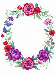 frame with roses and butterflies generative ai