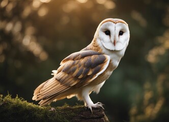 portrait of Barn owl, blurry background.
