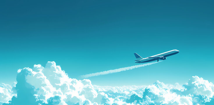 Airplane Flying Over The Clouds Illustration