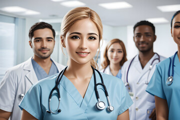 Fototapeta premium portrait of a medical team with doctor