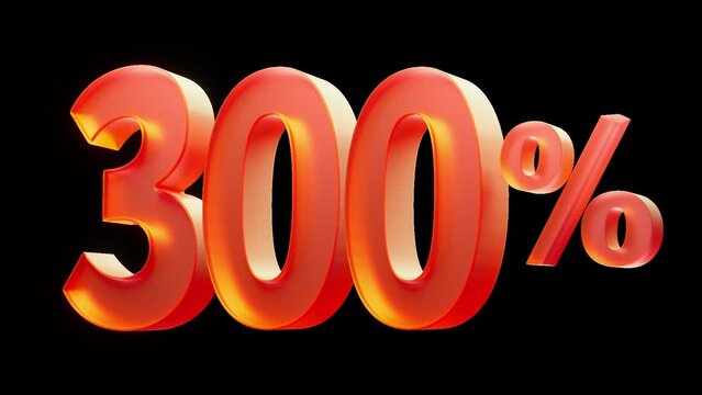 animation of numbers with percentages, the number 300 percent