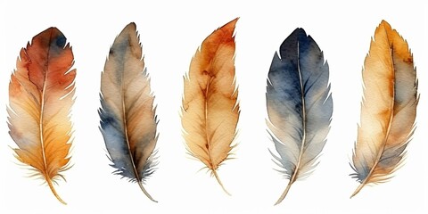 Watercolor illustration showcasing the vibrant and artistic design of feathers.
