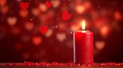 christmas candles on red background