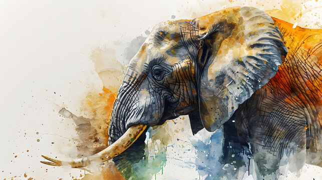 illustration with the drawing of Elephant