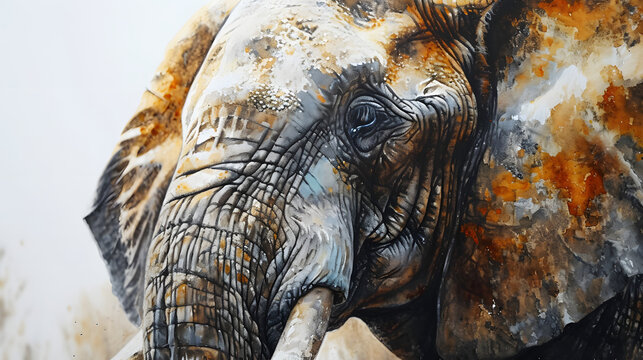 illustration with the drawing of Elephant
