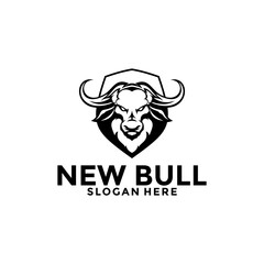 Creative Shield Bull Buffalo Horn Head Vector Logo , Bull Logo design template