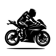 Motorcycle Motorbike Racing Black and White Silhouette Vector SVG Laser Cut Print  Generative AI