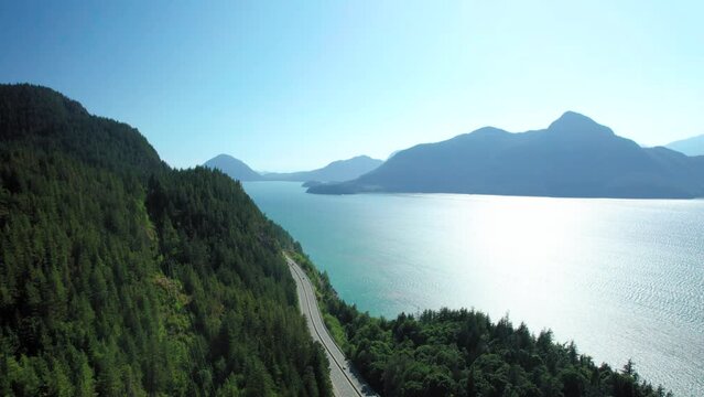 Canadian Coastal Scenic Route Road Trip Drone Shot