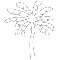 Obraz na płótnie Canvas Continuous one line drawing palm tree line art drawing vector illustration