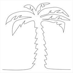 Continuous one line drawing palm tree line art drawing vector illustration