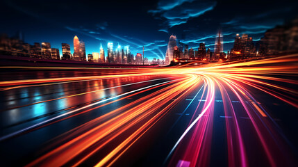 Fototapeta premium Neon speed abstract background, digital abstract background