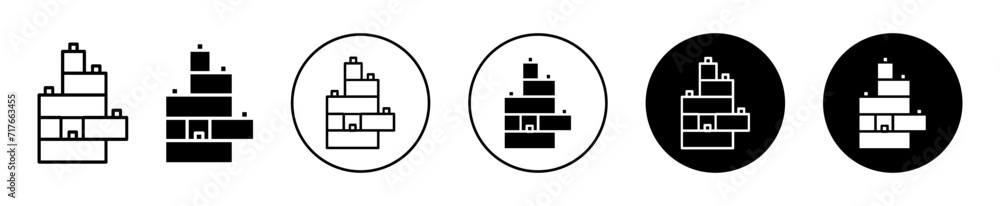Poster building toy vector icon set collection. building toy outline flat icon.
