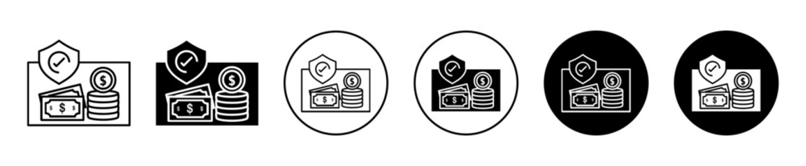 Money Insurance vector icon set collection. Money Insurance Outline flat Icon.