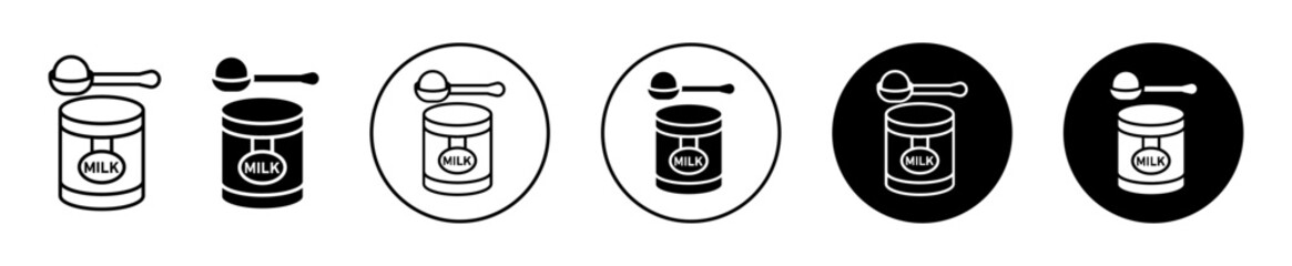 Powdered milk vector icon set collection. Powdered milk Outline flat Icon.