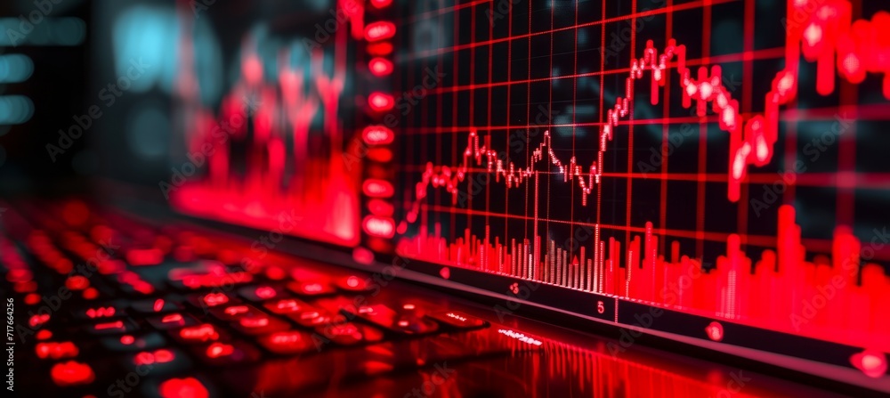 Wall mural finance crisis diagram chart stock market business background. generative ai technology.