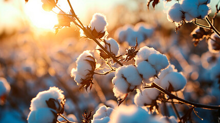 cotton harvest on the field. Selective focus. - obrazy, fototapety, plakaty