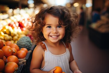 Fototapeta premium Young woman buying a variety of fresh organic vegetables at a vibrant local farmers market