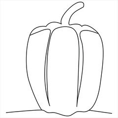 Continuous one line drawing pepper line art drawing vector illustration